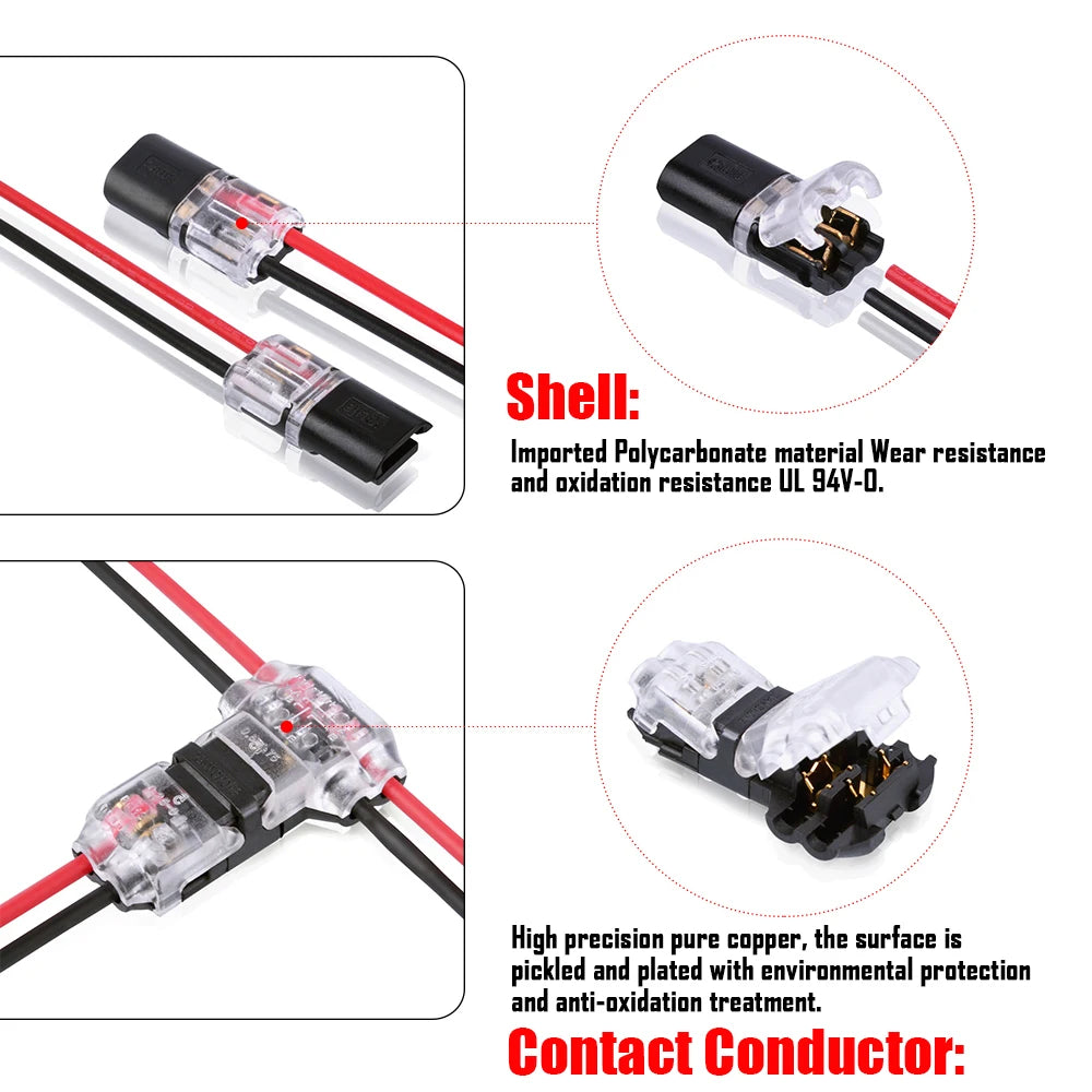 Connecteur de fil enfichable à 2 broches, câble électrique à épissure rapide, 8-22AWG, 5 pièces, 10 pièces