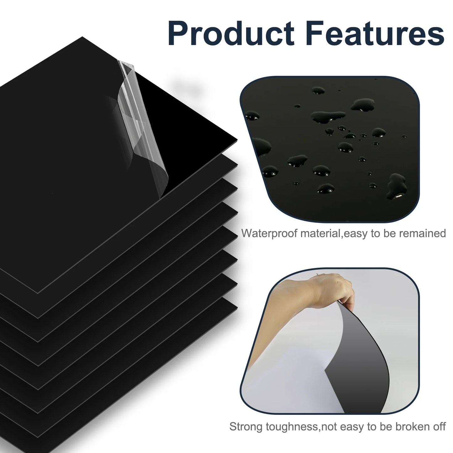 Feuilles noires en plastique ABS pour bricolage, 240mm x 280mm, 8 pièces, 0.5mm, 4 pièces, 1mm, 4 pièces, 1.5mm