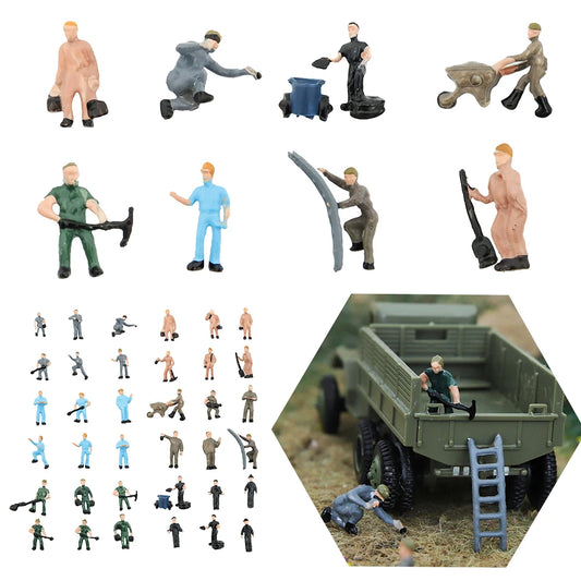 Figurines miniatures échelle HO 1:87, 25 pièces, diorama, chemin de fer, jouets, architecture, train, personnes, sable, mise en page de table