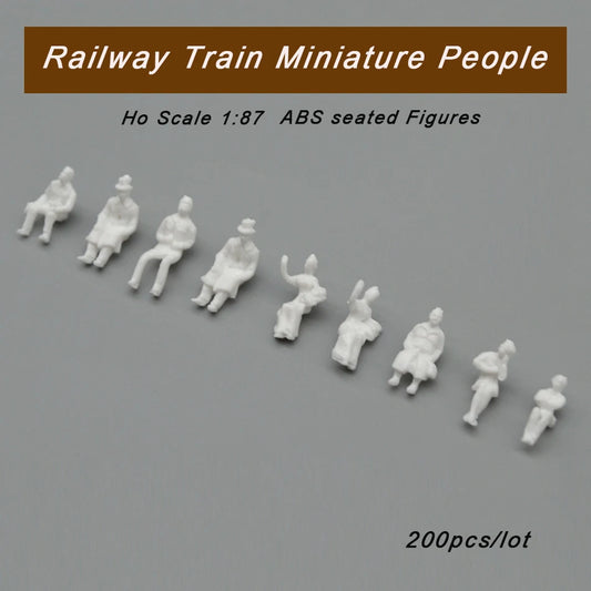 Figurines de personnes à l'échelle 1:87, non peintes, ABS, passagers assis, 200 pièces