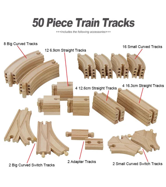 Jouets de voie ferrée en bois, adapté à la voie Brio, 50 pièces