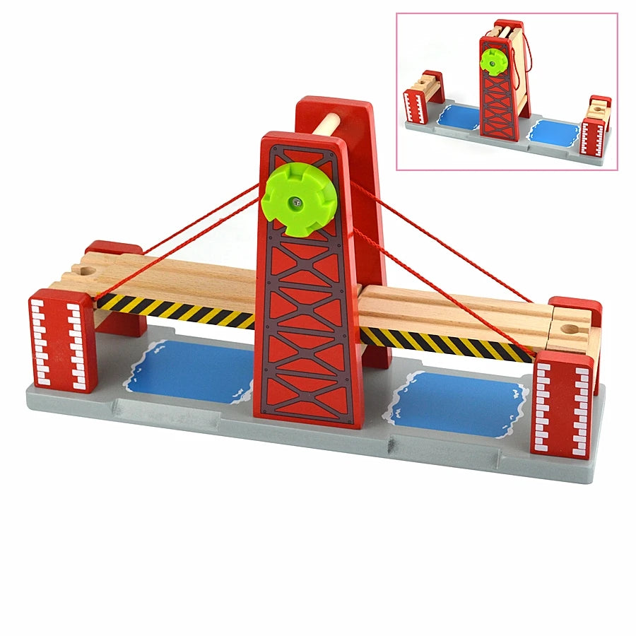 Piste de train en bois pour enfants, enseigne de rue, pont, accessoires de voie, pistes en bois Brio