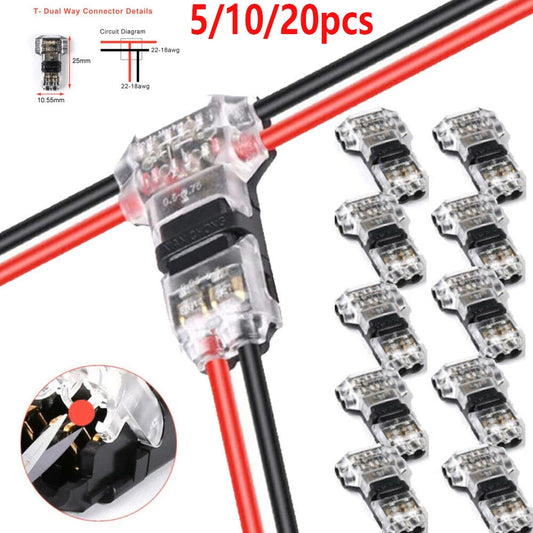 5/10/20PCS T2 Pluggable Cable Solderless Connector 