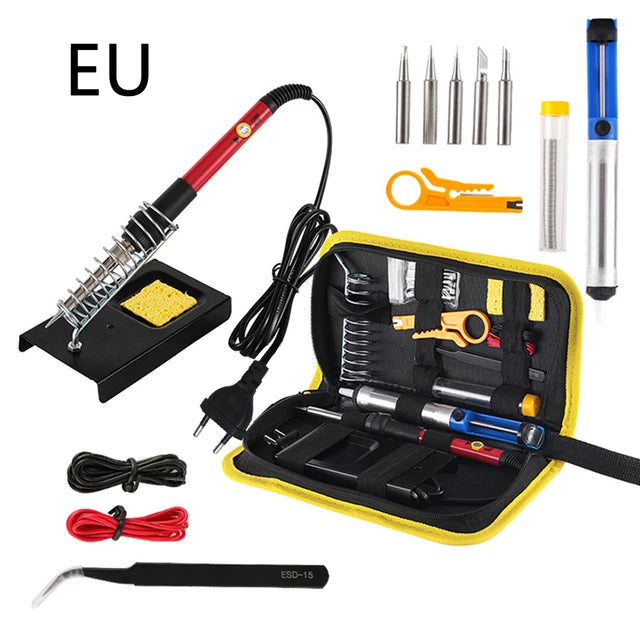 60 W elektrischer Lötkolben, 200–450 °C, einstellbare Temperatur, Löten, Löten, Nacharbeitsstation, Wärmestiftspitzen, Reparaturwerkzeug 