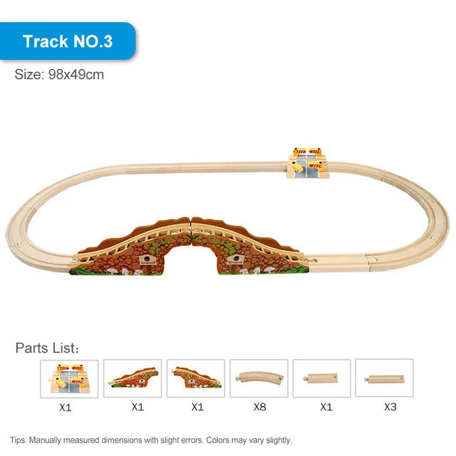 Eléments de voie de train en bois, type BRIO