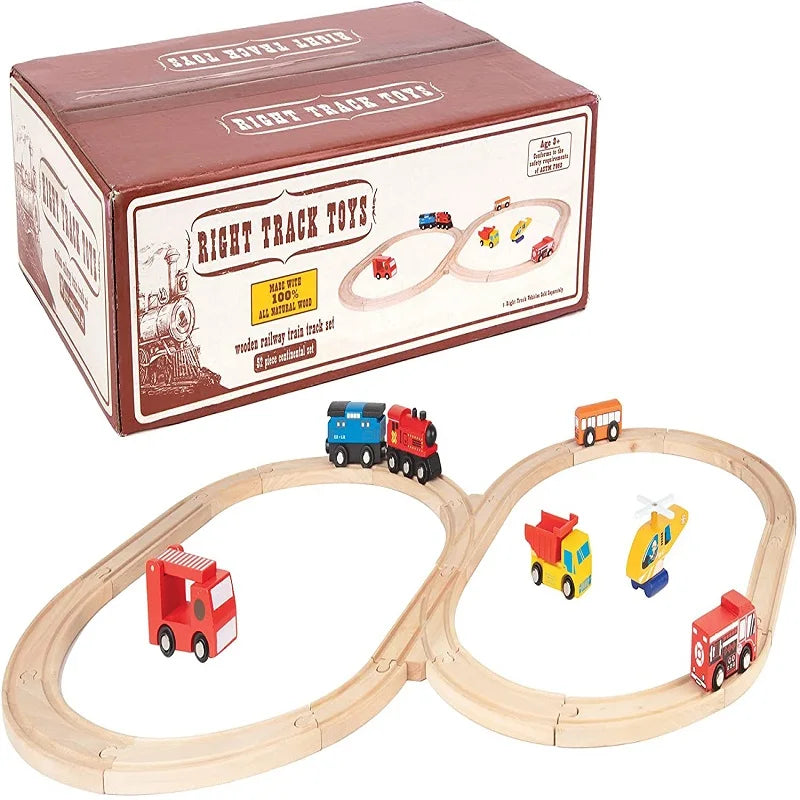 Eléments de voie de train en bois, type BRIO