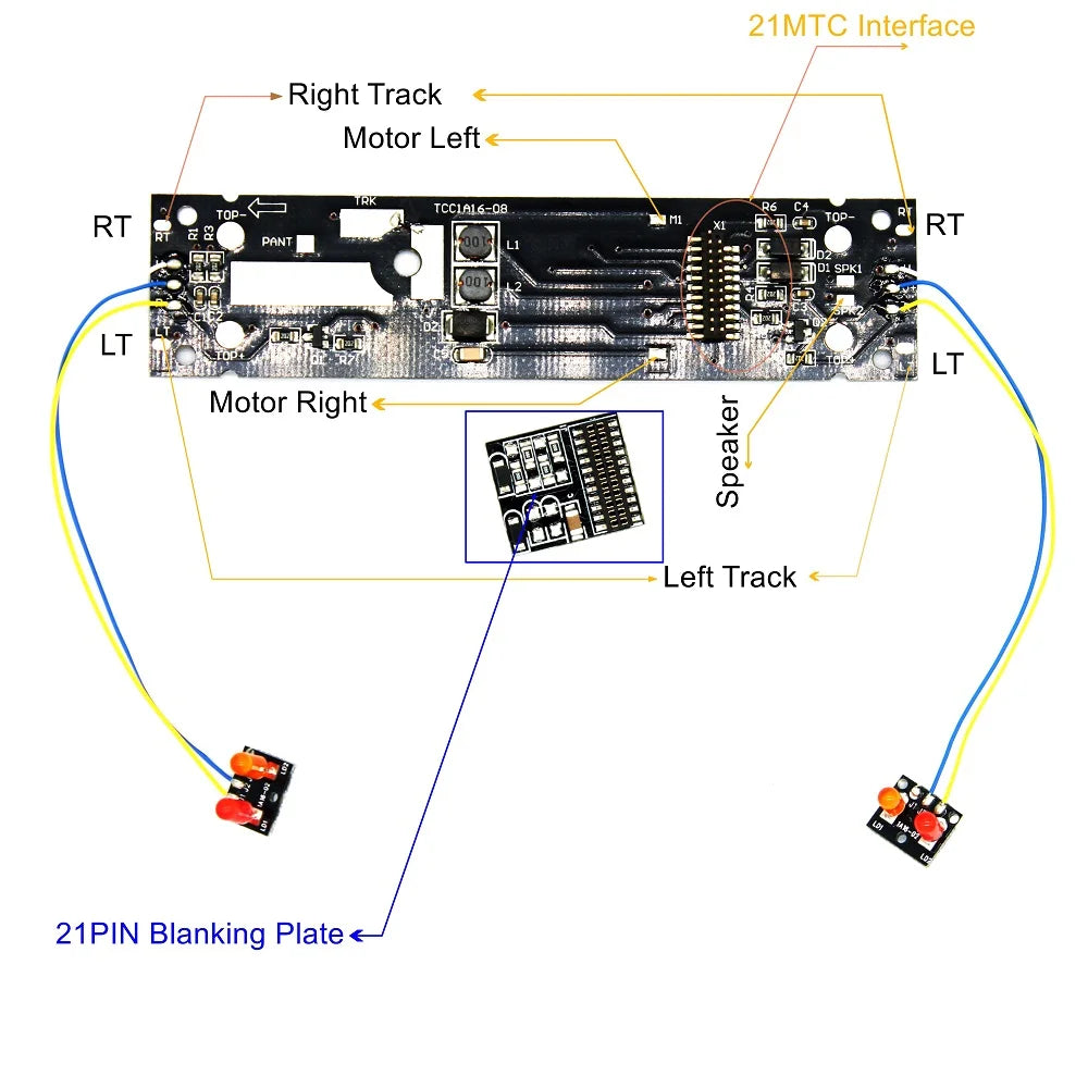 Analoger Zugmodell-PCB-Adapter, Basisplatinenkonvertierung, Digitalisierung, DCC-Unterstützung verwenden, Sounddecoder, 21Pin, 21MTC 