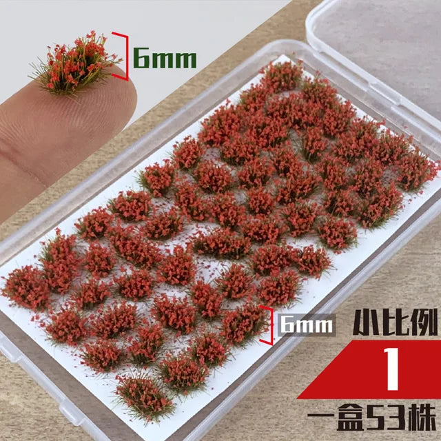 Miniature irregular flowers, made of ABS, HO scale, box of 53 pieces 