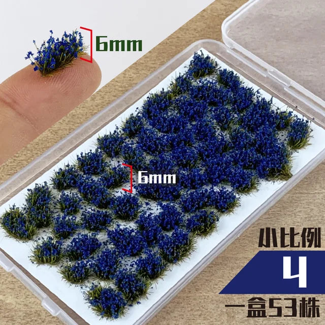 Miniature irregular flowers, made of ABS, HO scale, box of 53 pieces 