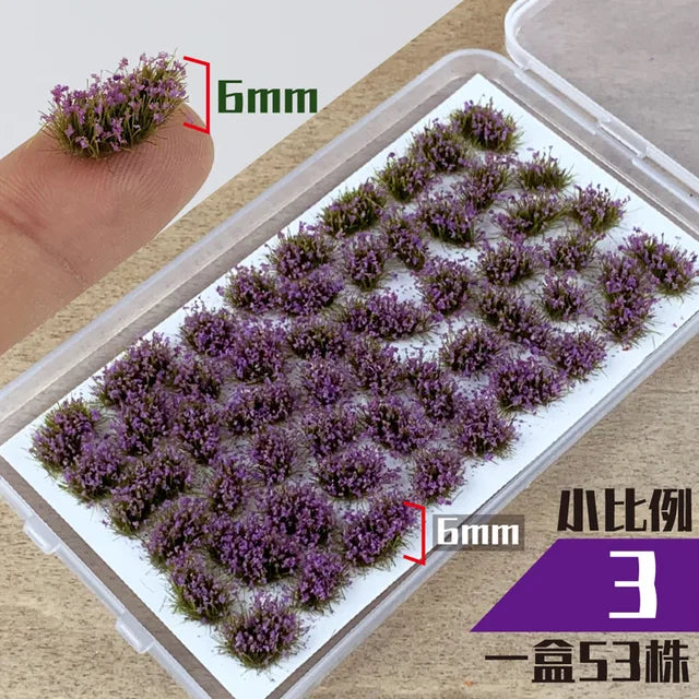 Miniature irregular flowers, made of ABS, HO scale, box of 53 pieces 