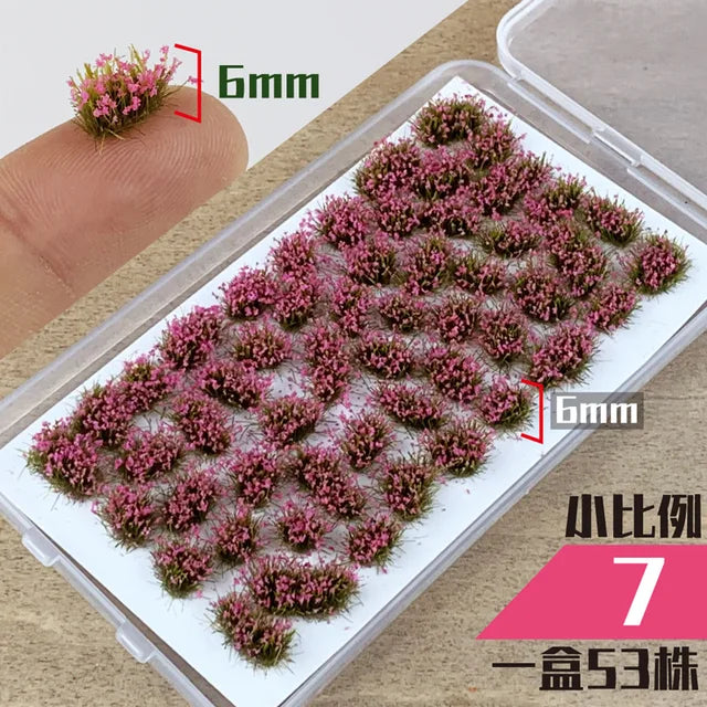 Miniature irregular flowers, made of ABS, HO scale, box of 53 pieces 