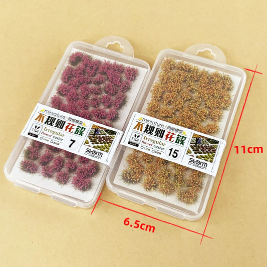 Miniature irregular flowers, made of ABS, HO scale, box of 53 pieces 