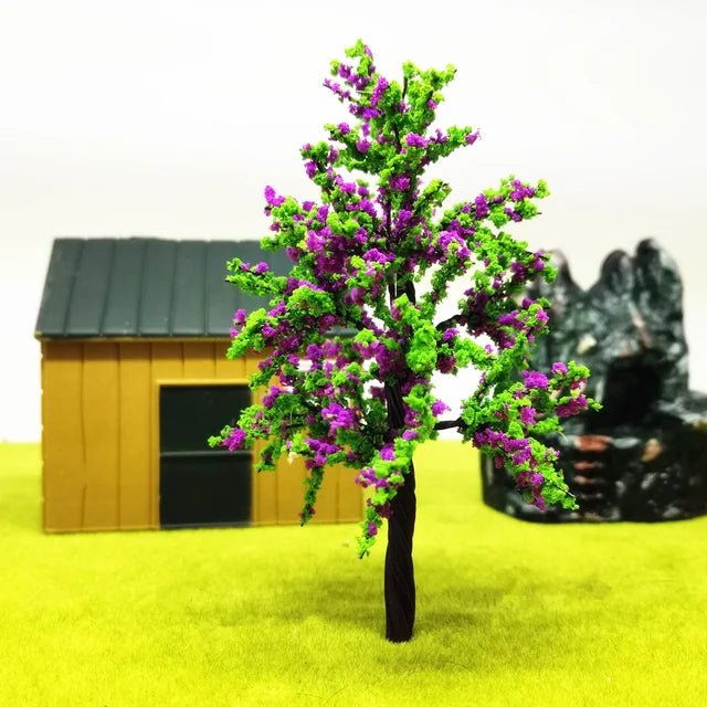 Árbol hecho a mano con flores moradas, 1-3 piezas 