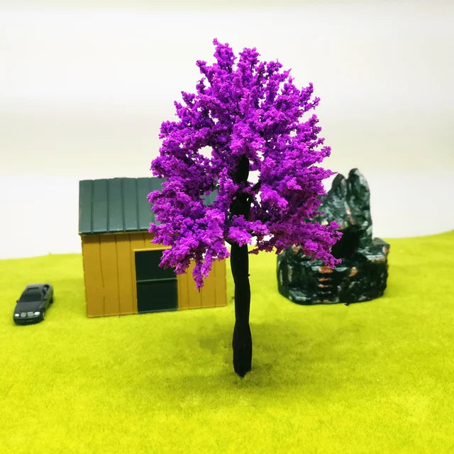 Árbol hecho a mano con flores moradas, 1-3 piezas 