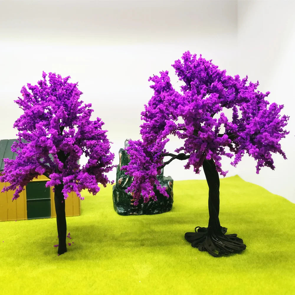 Árbol hecho a mano con flores moradas, 1-3 piezas 