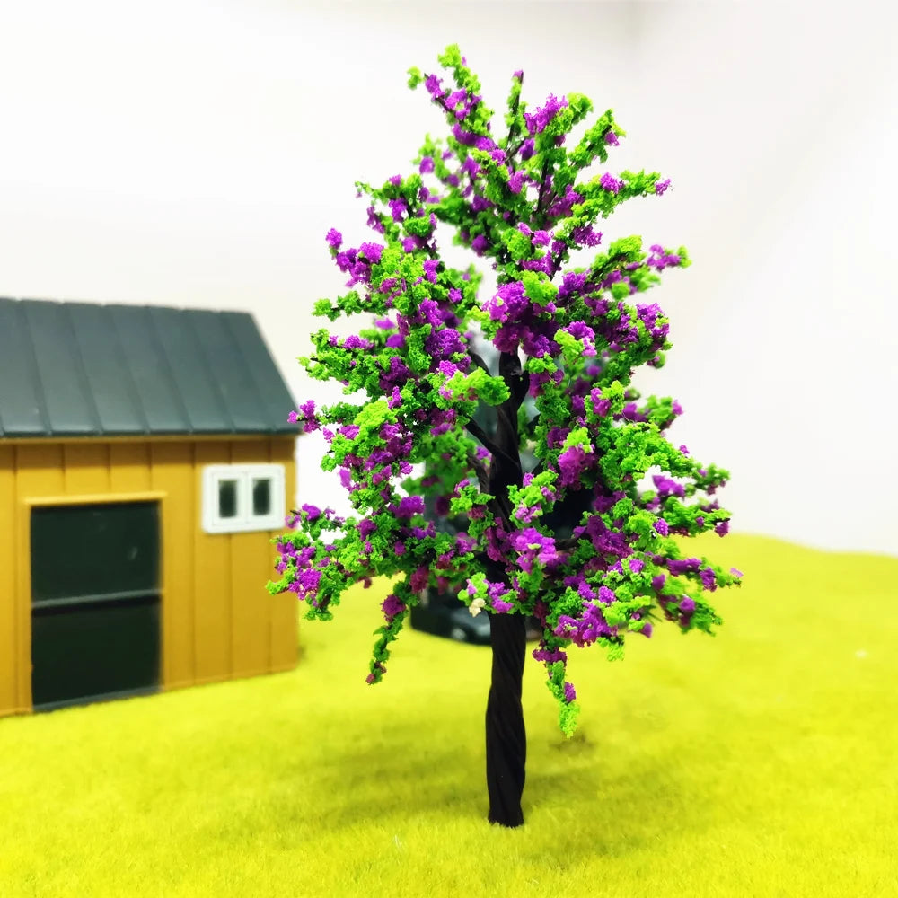 Árbol hecho a mano con flores moradas, 1-3 piezas 