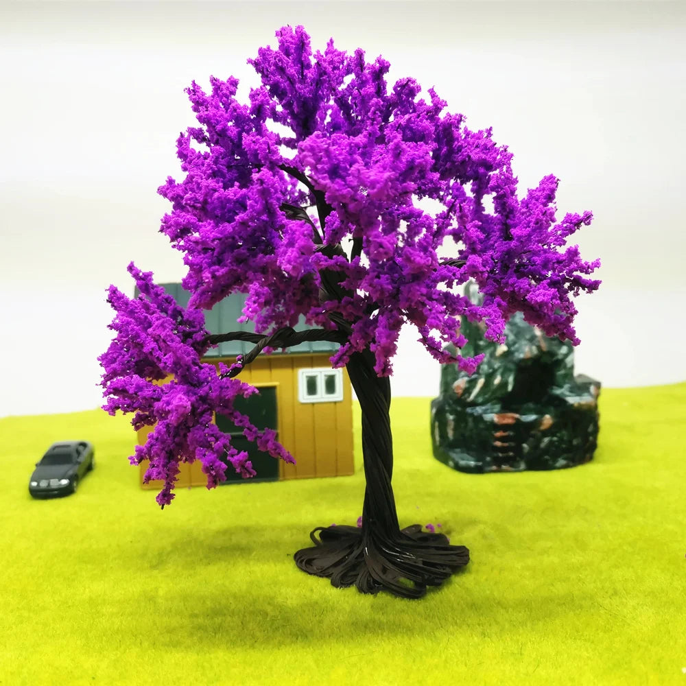 Árbol hecho a mano con flores moradas, 1-3 piezas 