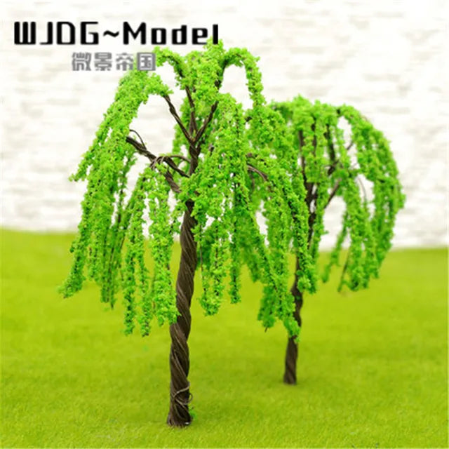 Green tree model HO, height 8cm/12cm/15cm, 12 pieces 