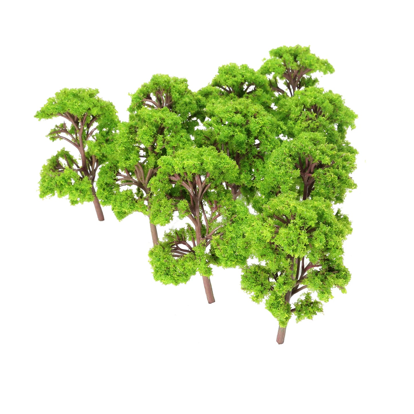 Arbres en plastique 12cm, 10 pièces, échelle 1/75-100