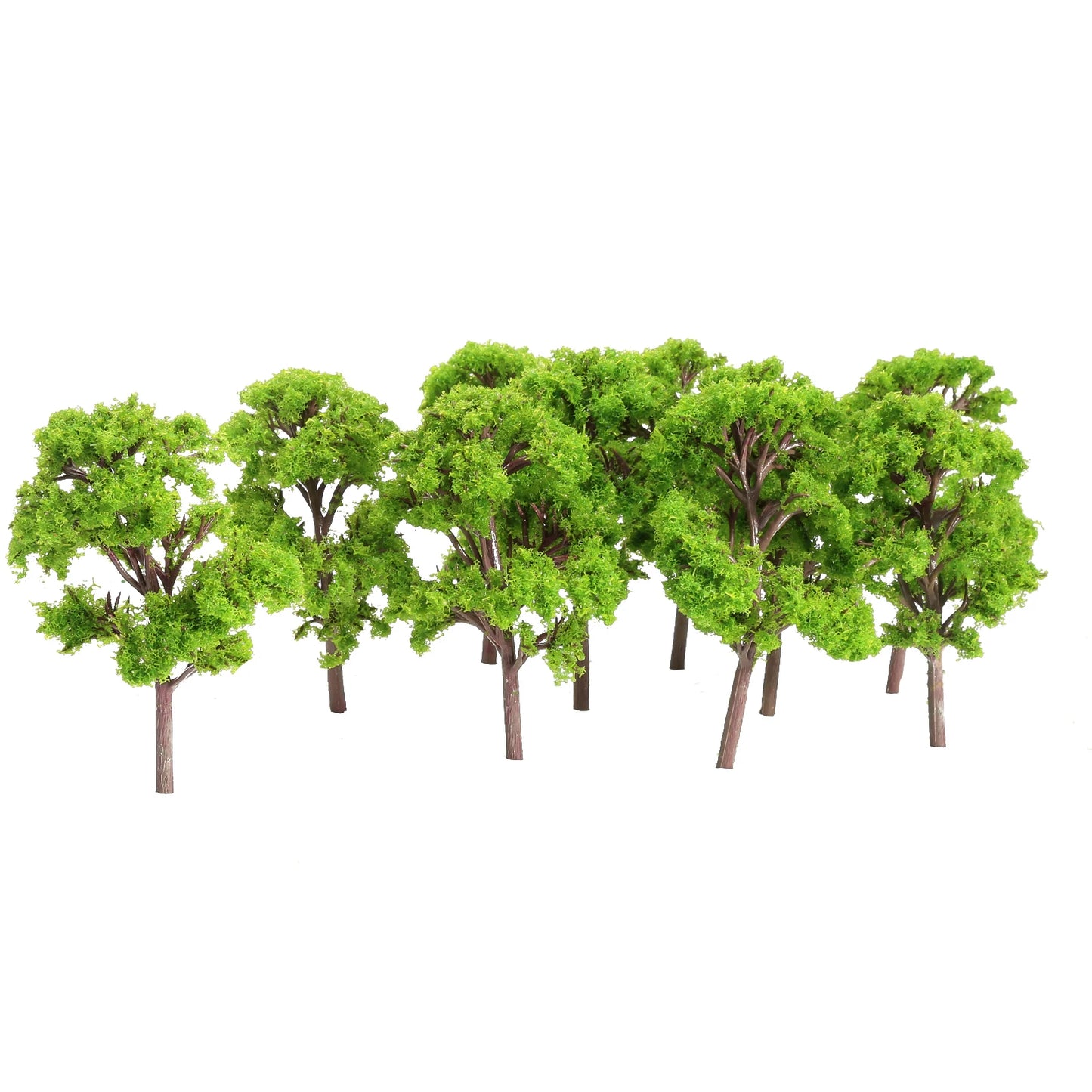 Arbres en plastique 12cm, 10 pièces, échelle 1/75-100