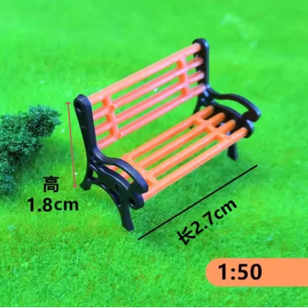 Station bench, street, park seats, 1/87 scale, 2 pieces 