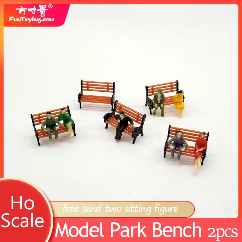 Station bench, street, park seats, 1/87 scale, 2 pieces 