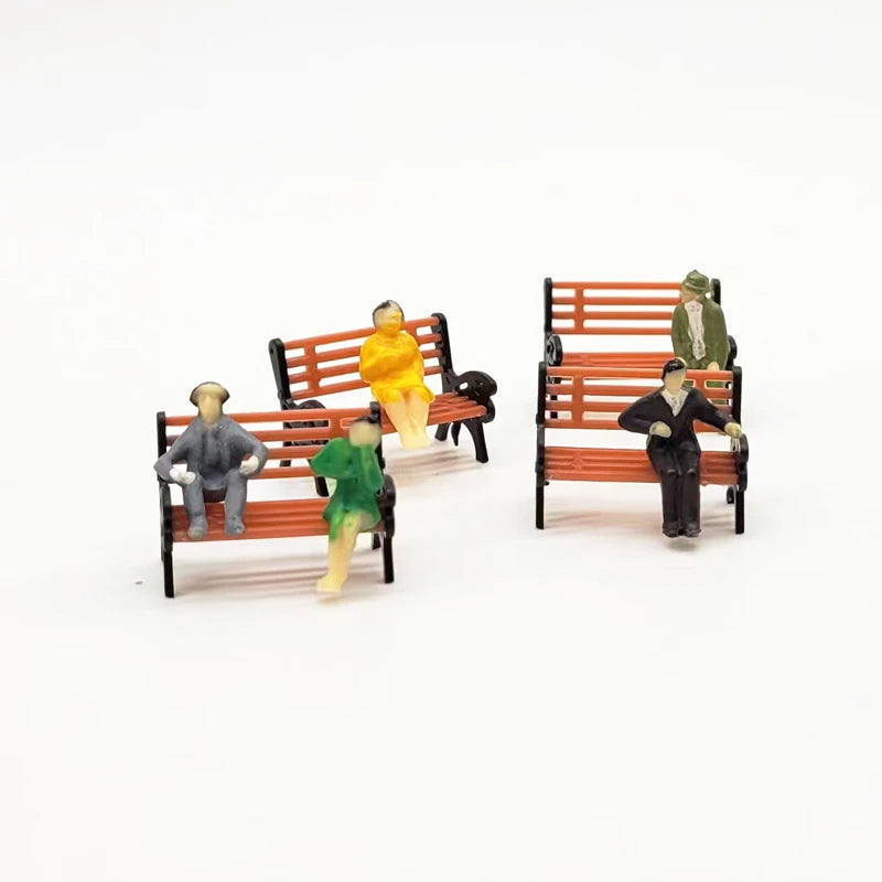 Station bench, street, park seats, 1/87 scale, 2 pieces 