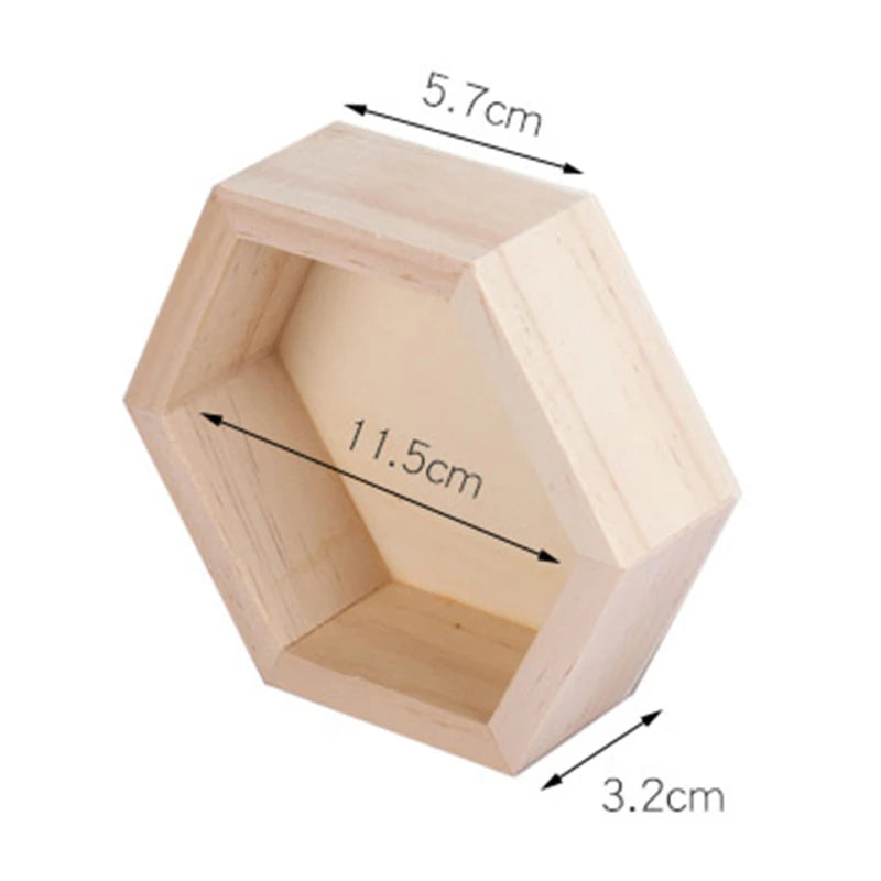 Boites hexagonales en bois, tailles D115/D145/D173mm