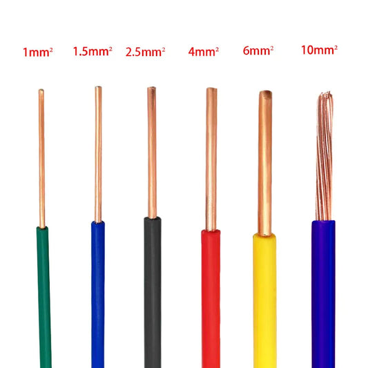 BV electrical cable, single core hard wire, PVC sheathed copper cable, 17, 15, 13, 11, 9, 7AWG, 1 meter 