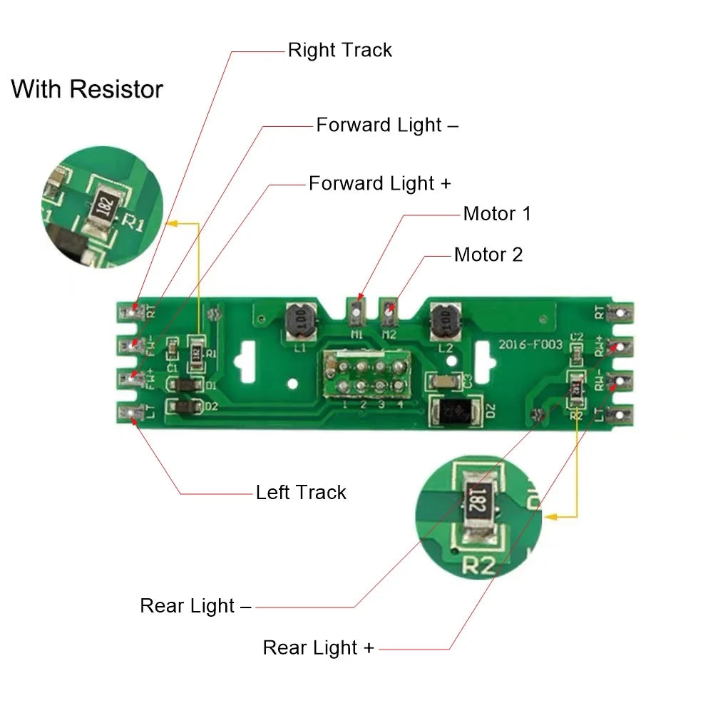 PCB circuit board for Bachmann train model, improved version, HO scale 