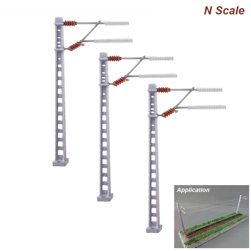 CatSUPPContact Network-Legierungssäule, Modelleisenbahn im Maßstab 00-N, Edelstahldraht und Schraube, 3 Sätze 