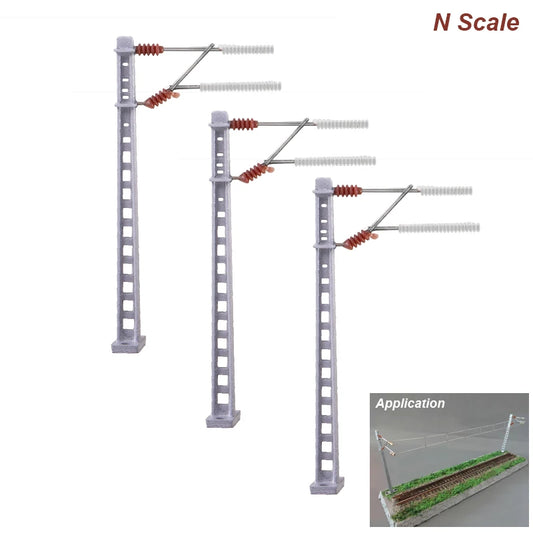 CatSUPPContact Network Alloy Column, 00-N Scale Model Train, Stainless Steel Wire and Screw, 3 Sets 