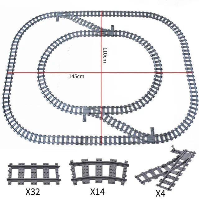 50 Stück/Los Verschiedene gerade und gebogene Spielzeugschienen 