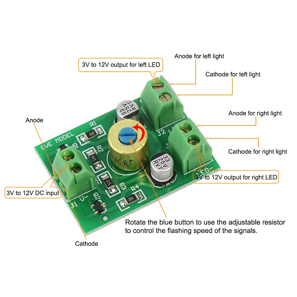 Evemodel compact circuit board for turn signals, signal lamps, PCB006, 1 pcs, 2 pcs 