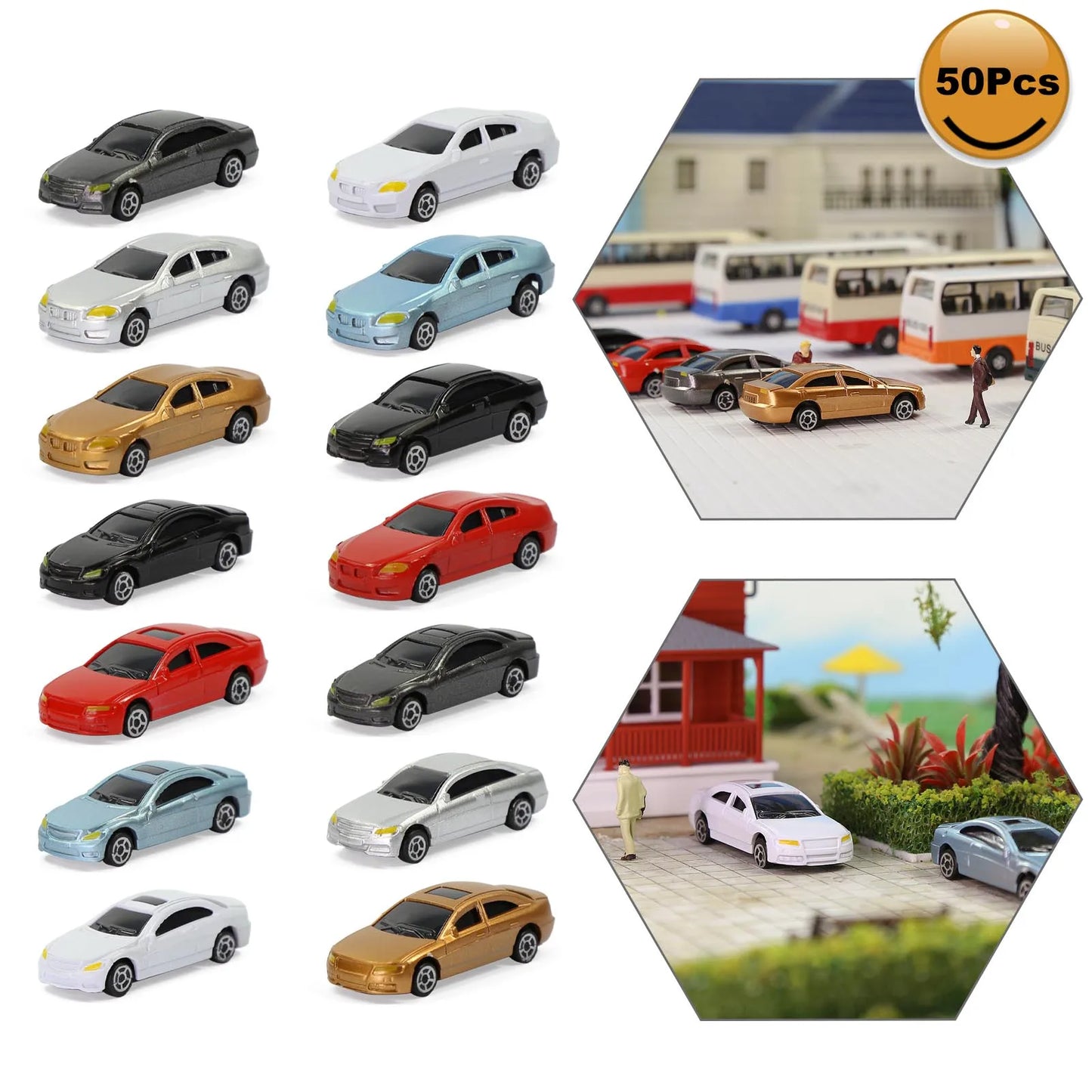 50pcs 1/87 scale plastic model car 