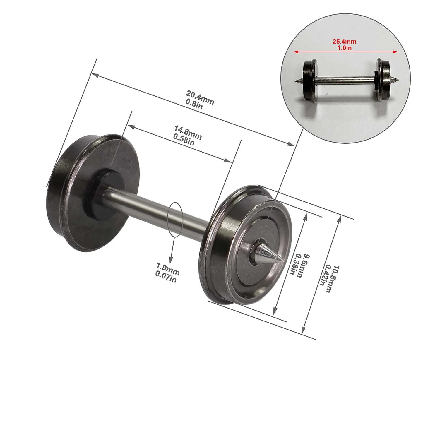 DC C8725 Metallräder, Maßstab H0, Maßstab 1:87, 33 Zoll, 12 Stück 