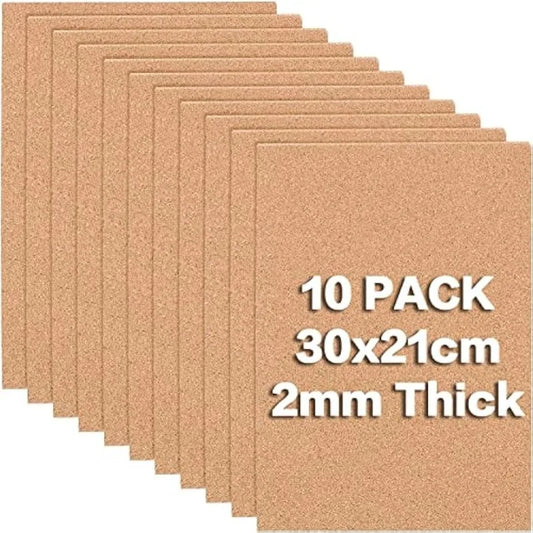 A4 Cork Sheets, 11.5x8.2inch, 2mm, 10pcs 