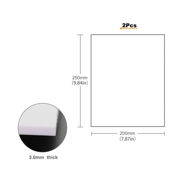 ABS-Polystyrolplatten, 200 mm x 250 mm, verschiedene Stärken 