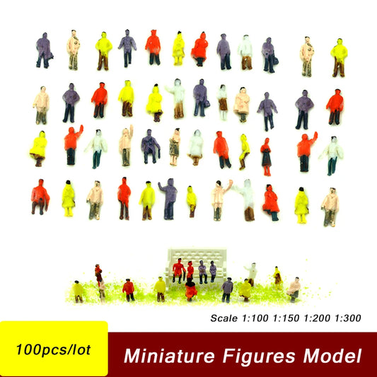 Painted Figures of Train and People, ABS Model, Scale 1/100 1/150 1/200, 300 Pieces/Lot 