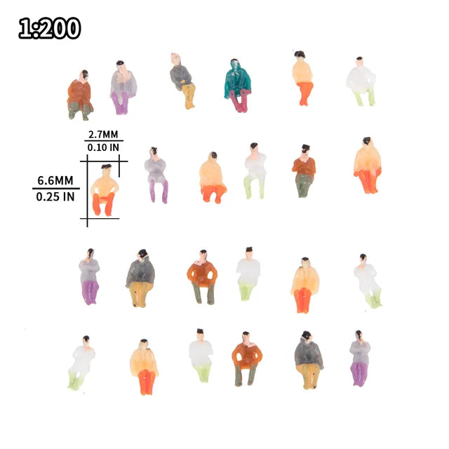 Figurines de personnes assises miniatures, 100 pièces, échelle 1:100/150/200 ABS, pour train, bâtiment, mise en scène, kits de diorama