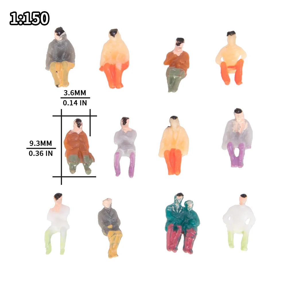 Figurines de personnes assises miniatures, 100 pièces, échelle 1:100/150/200 ABS, pour train, bâtiment, mise en scène, kits de diorama
