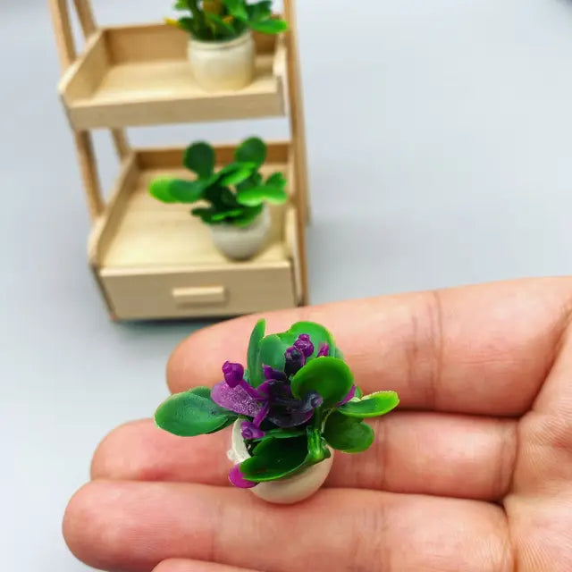 Miniature Potted Flowers ABS Plant Model Diorama 10pcs 