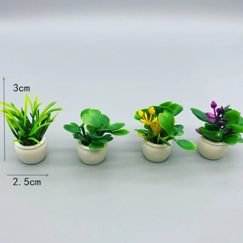 Miniature Potted Flowers ABS Plant Model Diorama 10pcs 