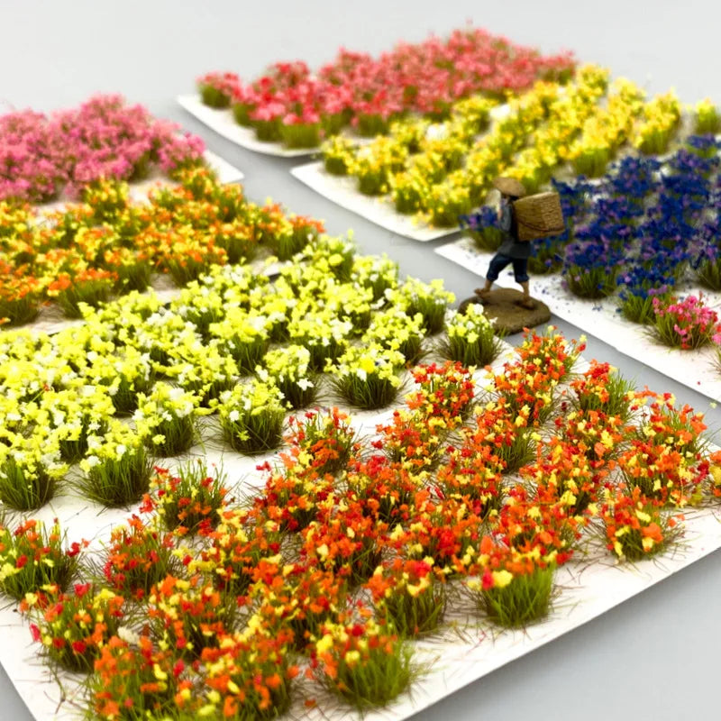 32pcs/box miniature flowers for diorama military scene railway train architecture building materials 