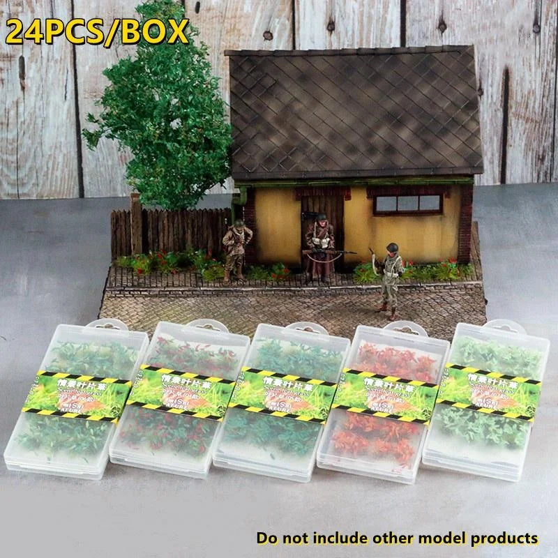 24 unids/caja racimos de flores decorativas para tren ferroviario de escena militar diorama 