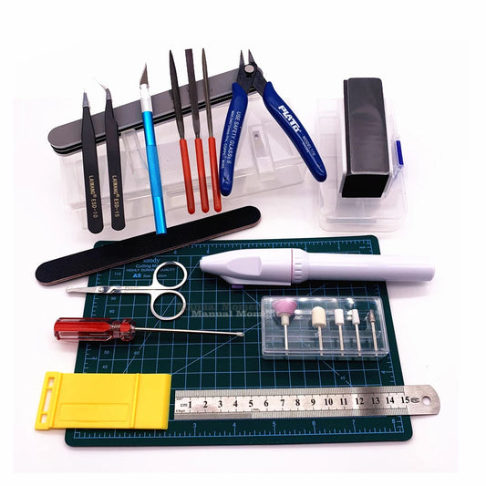 Kit d'outils de bricolage, pince à épiler, ponceuse électrique, ciseaux, fichier de ponçage