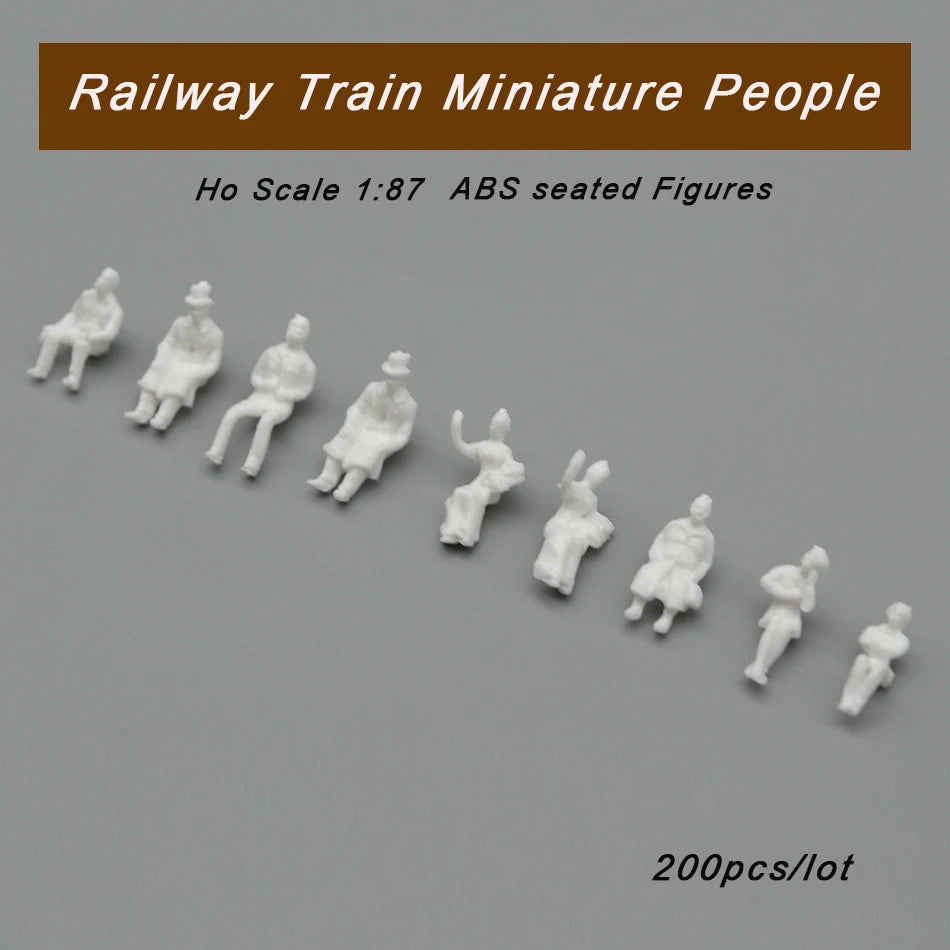 1:87 Scale People Figures Unpainted ABS Sitting Passengers 200pcs 