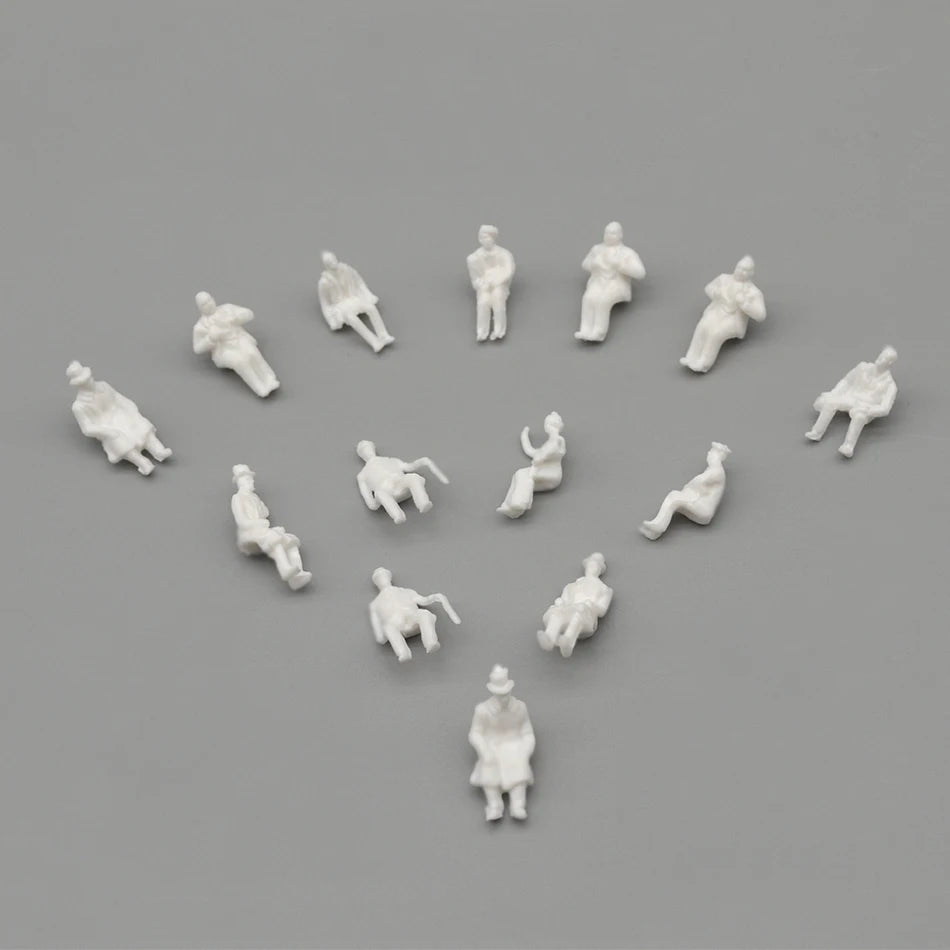 1:87 Scale People Figures Unpainted ABS Sitting Passengers 200pcs 