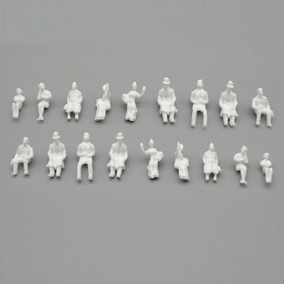 1:87 Scale People Figures Unpainted ABS Sitting Passengers 200pcs 