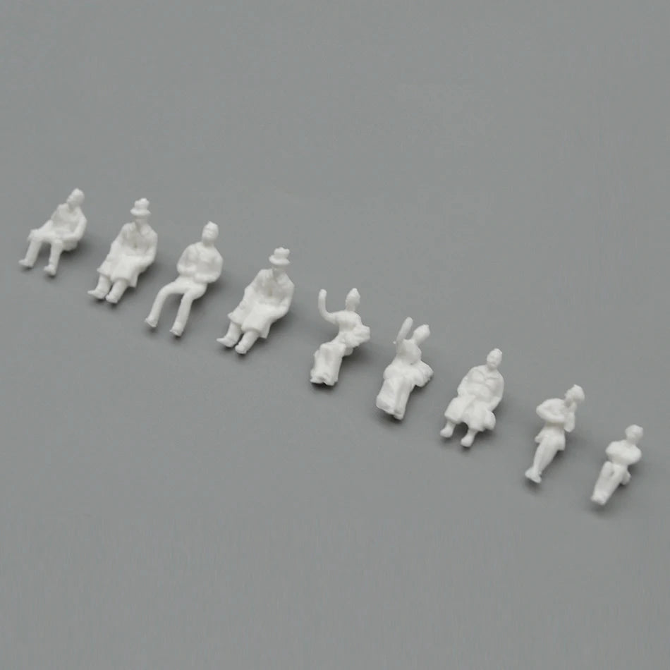 1:87 Scale People Figures Unpainted ABS Sitting Passengers 200pcs 